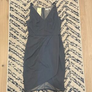 Blue faux wrap dress
